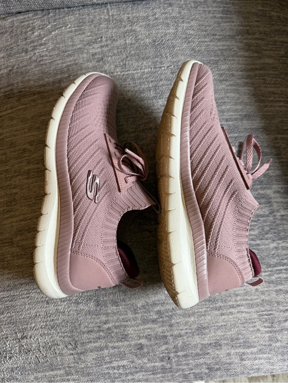 Skechers Slip-On Knit Walkers - Rose and Cream